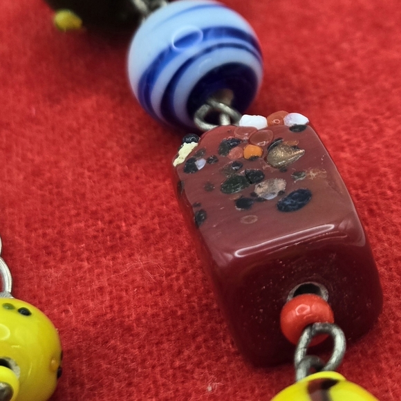 Vintage Chunky Art Glass Bead Necklace - Picture 6 of 9